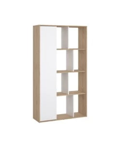 Libreria 'labirinto' bianco e quercia, 88x29x157 cm